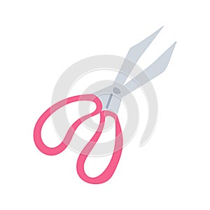 Pink scissors on a white background, vector illustration in a flat style, icon