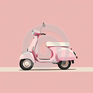 Pink Scooter On Pink Background: Minimalist Illustrations For Editorial And Ad Posters