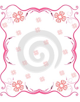 Pink scroll frame with flowers