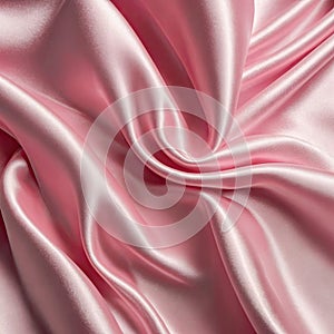 Pink scrunched up satin fabric with copy space - abstract silk background