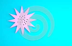 Pink Sea urchin icon isolated on blue background. Minimalism concept. 3d illustration 3D render