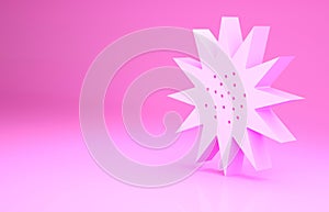 Pink Sea urchin icon isolated on pink background. Minimalism concept. 3d illustration 3D render