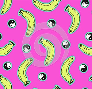 Pink seamless banana pattern