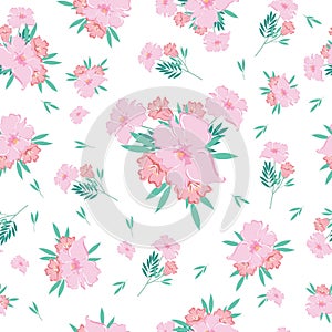 Pink seamless flowers pattern. Perfect for wallpaper, fabric, wrapping paper and more.