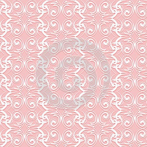 Pink seamless pattern with curls. Background for design and decoration cards and wedding invitations.