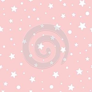 Pink seamless pattern stars geometric pink ornamental background baby shower sweet girl background