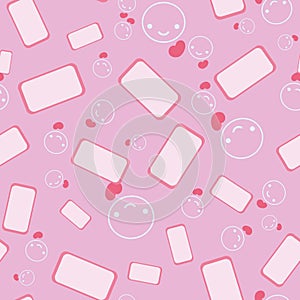 Pink seamless vector pattern with scattered phones