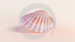 A Pink Seashell on Beige Background