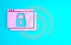 Pink Secure your site with HTTPS, SSL icon isolated on blue background. Internet communication protocol. Minimalism