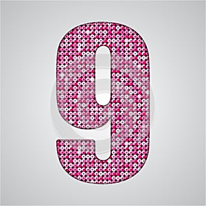 Pink sequins sings. Sequins alphabet. Eps 10.