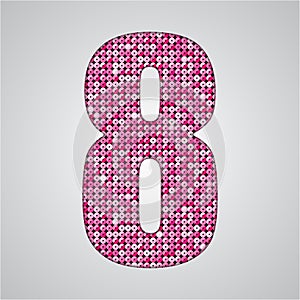 Pink sequins sings. Sequins alphabet. Eps 10.