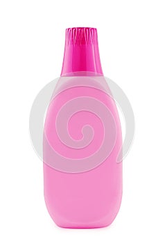 Pink shampoo bottle isolated