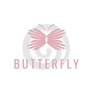 Pink shape feminine butterfly logo design vector graphic symbol icon illustration creative idea