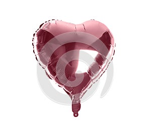 Pink shiny foil heart shaped balloon isolated