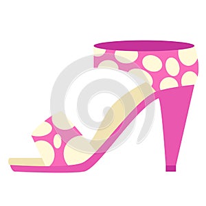 Pink shoe flat illustration on white