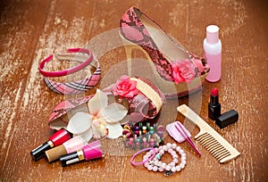 Pink shoes for women. women's accessories. Women's jewelry