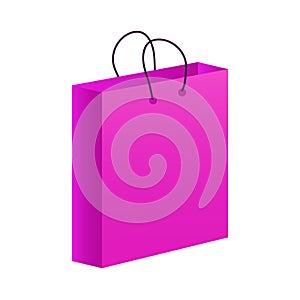 Pink shopping bag or shop bag isolated on a white background.