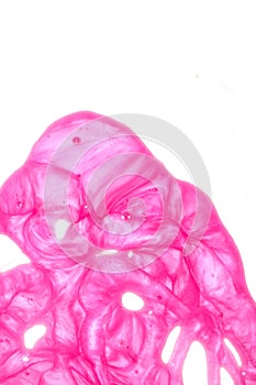 Pink Shower Gel Liquid Slime Poured on a White background