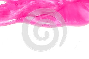 Pink Shower Gel Liquid Slime Poured on a White background