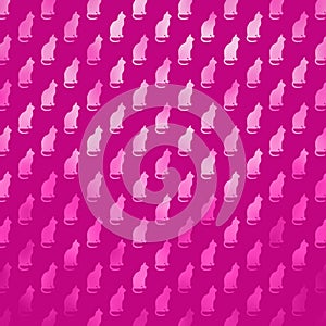 Pink Silhouette Cat Pattern Faux Foil Metallic Cats Background