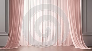 Pink silk curtains background. Generative AI