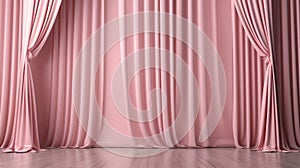 Pink silk curtains background. Generative AI