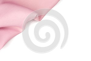 Pink silk fabric texture, Copy space.