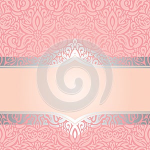 Pink & silver retro decorative invitation trendy wallpaper design in vintage style