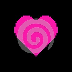 Pink simple flat vector pixel art heart sign