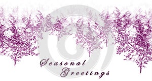 Pink simple seasonal greetings with trees and text
