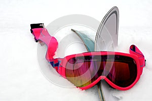 Pink Ski Goggles in Snow