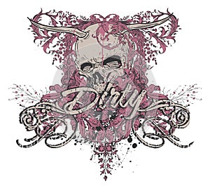 Pink skull t-shirt design