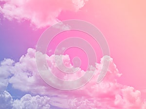 The pink sky alternates with blue and bright clouds photo