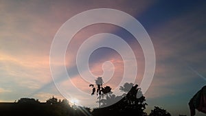 Pink sky with blue sky