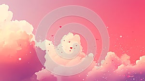 Pink Sky, Hearts, Clouds