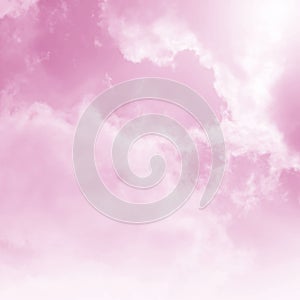 Pink Sky with white cloud and clear abstract. Beautiful air sunlight with clound scape colorful