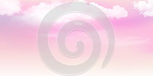 Pink sky and white cloud detail in background with copy space. Sugar cotton pink clouds vector design background.