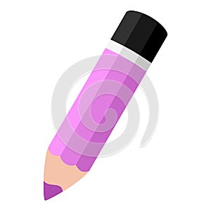 Pink Small Pencil Flat Icon Isolated on White