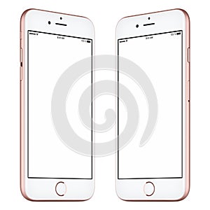 Pink smartphone mockup slightly rotated both sides