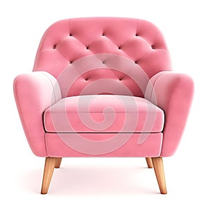 Pink sofa isolated on white background.