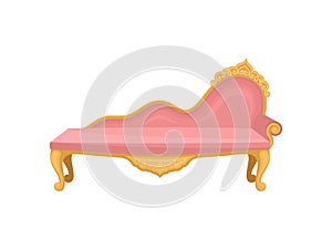 Pink sofa on white background. Vector illustration.