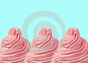 Pink soft ice creams in blue backgrounds