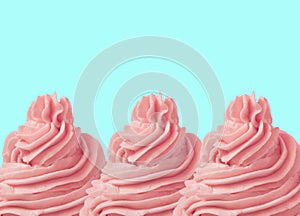 Pink soft ice creams in blue backgrounds photo