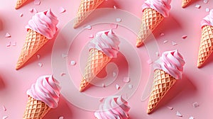 Pink Soft Serve Ice Cream Cones Pattern
