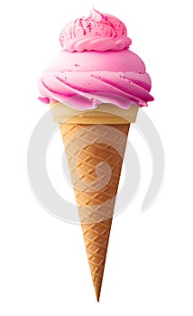 Pink soft serve ice cream isolated on white background
