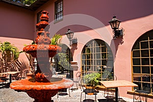 Pink Spanish courtyard