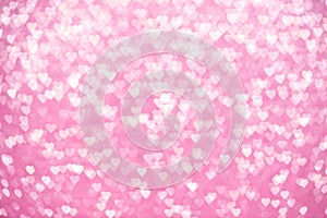 Pink Sparkling Defocused Lights of Hearts Background