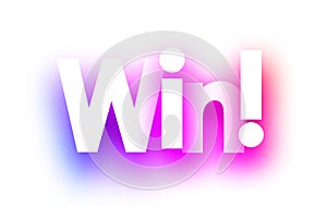 Pink win sign on white background. photo
