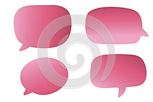 Pink speech bubble icon set on white background.