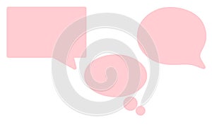 pink speech bubbles in different shapes on a white background